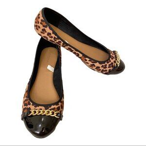 Merona Leopard Print Flats Womens size 8 Black Patent Toe